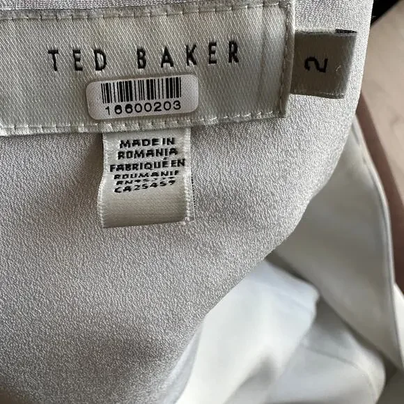 Ted Baker White Wrap Midi Dress Size 4 Suiting Career Professional Designer $575